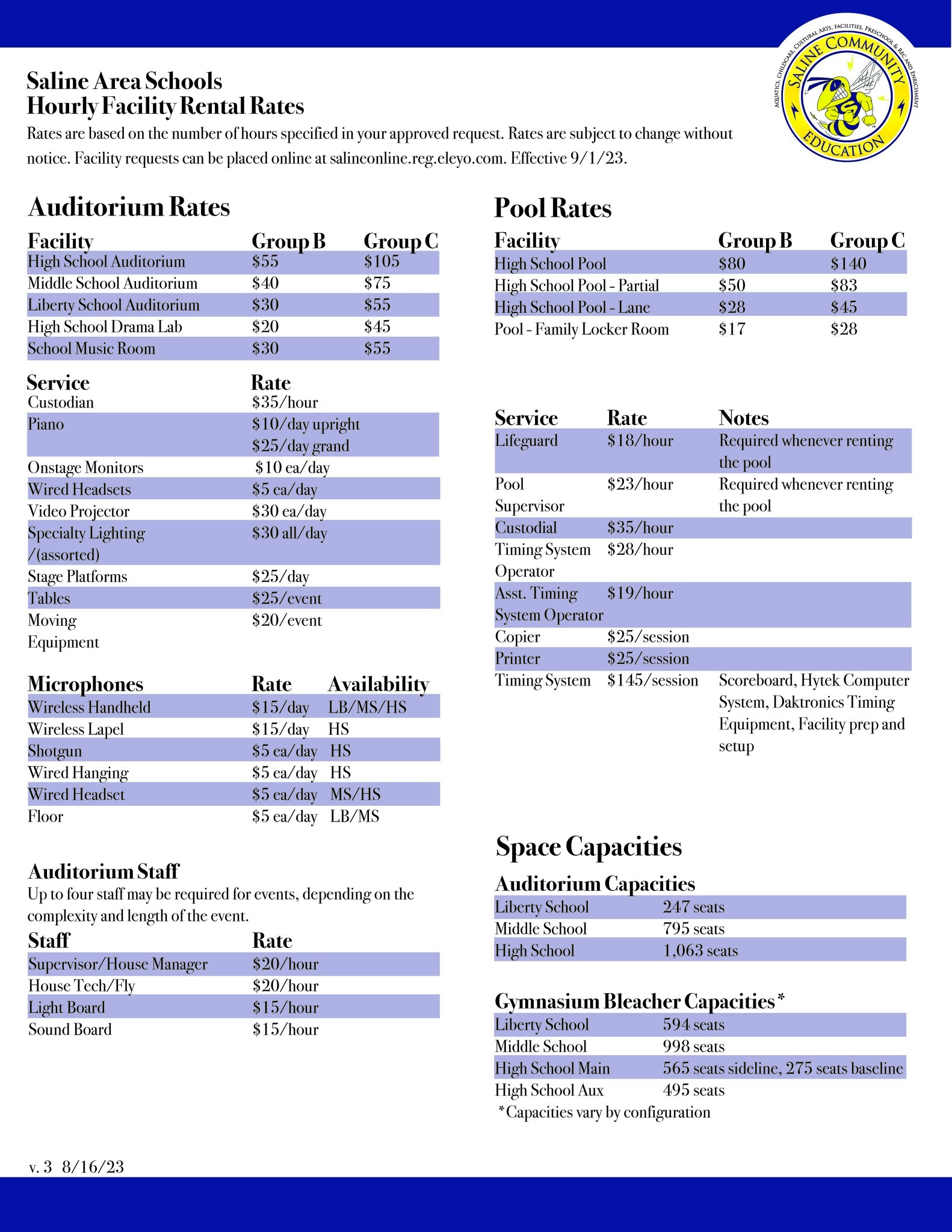 Rate Sheet Page 2