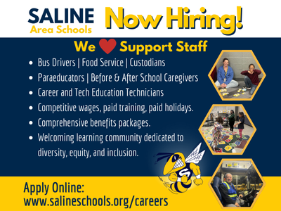 Bus Drivers | Food Service | Custodians Paraeducators | Before & After School Caregivers Career and Tech Education Technicians Competitive wages, paid training, paid holidays. Comprehensive benefits packages. Welcoming learning community dedicated to           diversity, equity, and inclusion. 