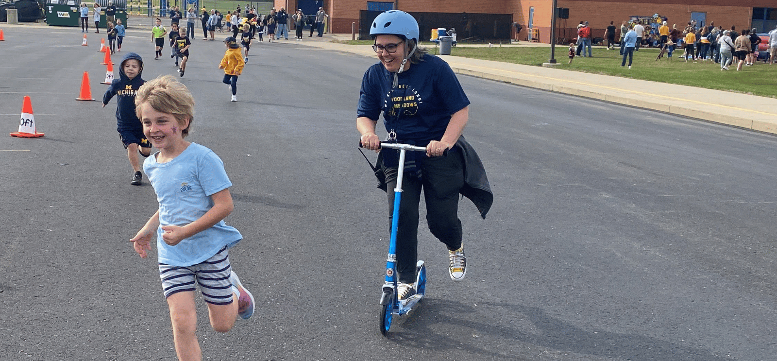 Principal and students at 2024 Fun Run