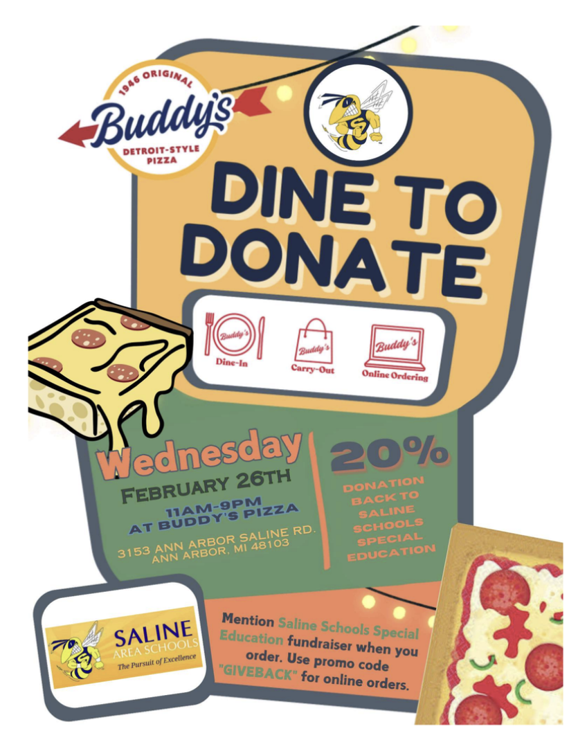 Dine to Donate at Buddy's. February 26, 11am-9pm